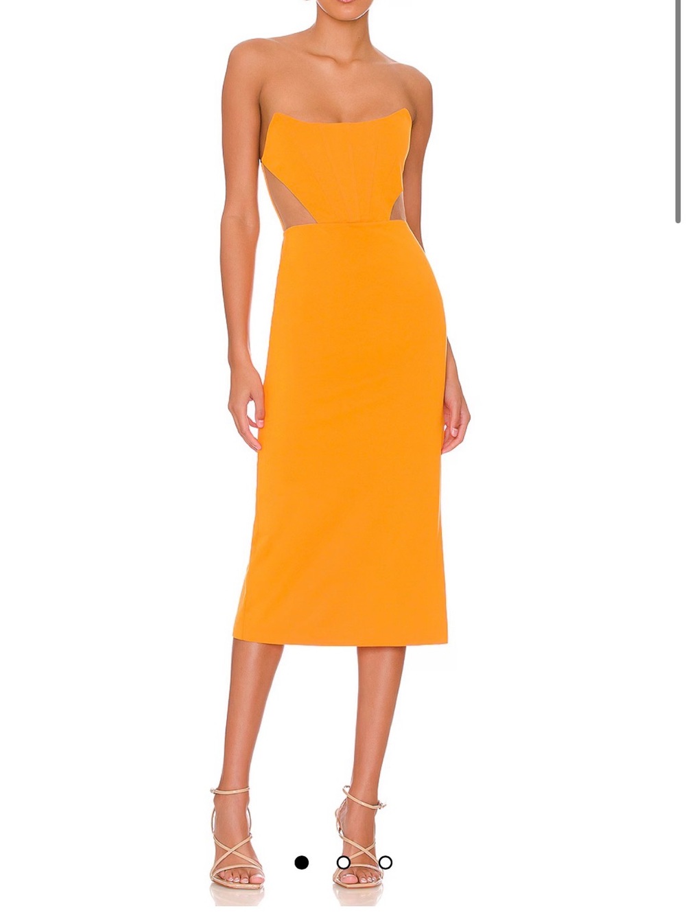 Strapless Cutout Leighton Midi Dress in Orange